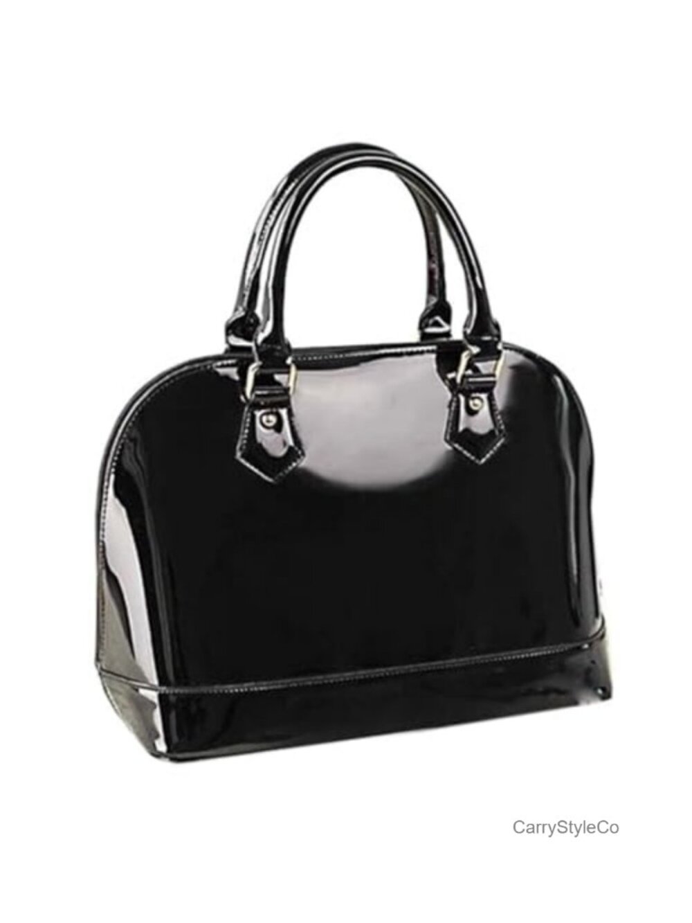 Patent Leather Dome Satchel Purse Zip-around Handbag Multi-Pocket Shoulder Bag